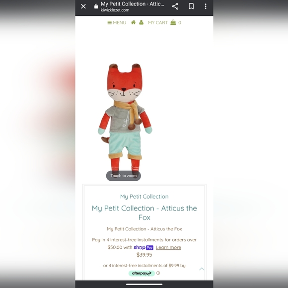 My petit Atticus the Fox stuffed animal collectible NWT - Picture 6 of 6